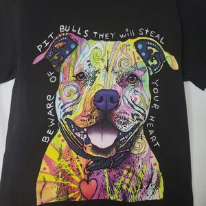 BEWARE OF PIT BULLS They will Steal Your Heart Black TShirt Womens Size Medium